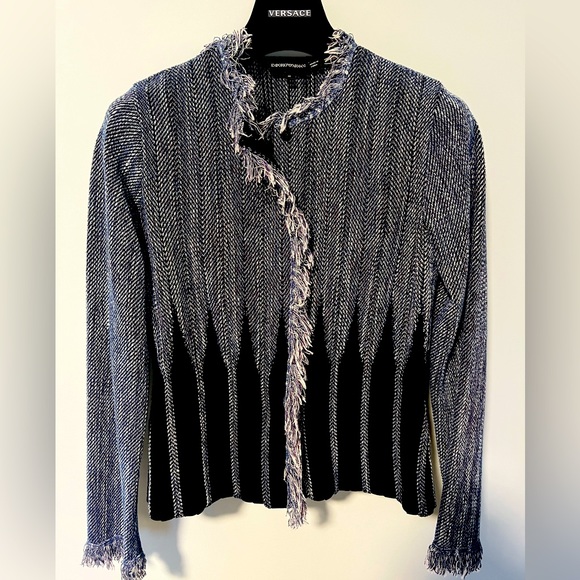 Emporio Armani Fringed Cardigan Evening Jacket Blazer - Picture 3 of 10